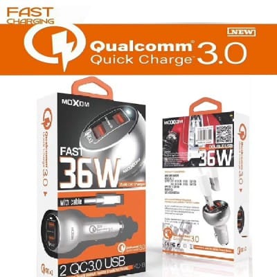شارژر فندکی موکسوم مدل MOXOM MX-KC13 36W همراه کابل تایپ سی