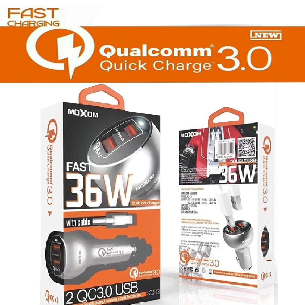 شارژر فندکی موکسوم مدل MOXOM MX-KC13 36W همراه کابل تایپ سی